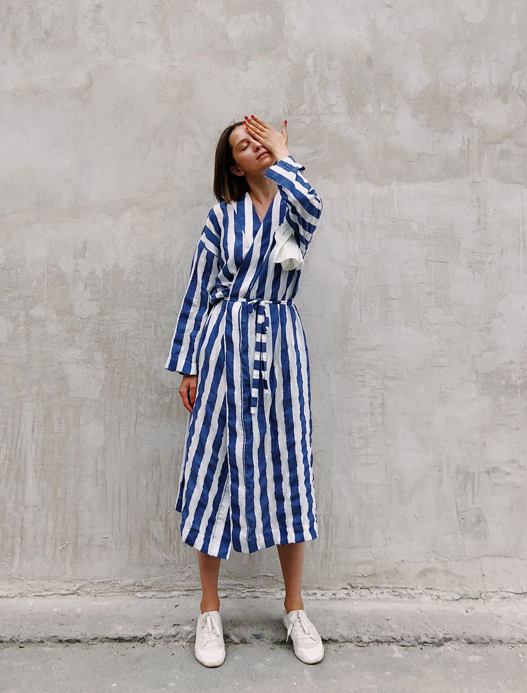 Stripe wrap dress